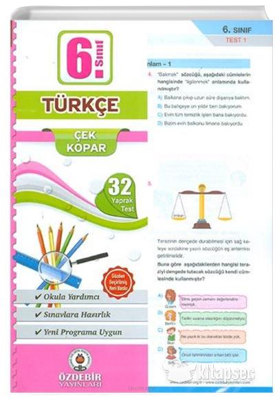 Özdebir 6.S. Poşet Yaprak Test TürkçeÖzdebir 6.S. Poşet Yaprak Test Türkçe - Kirtasiyem.net6.Sınıf