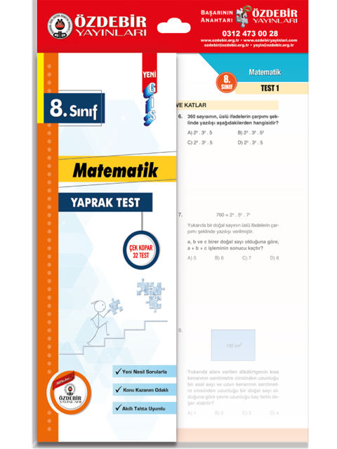 Özdebir 8.S. Poşet Yaprak Test Matematik Özdebir 8.S. Poşet Yaprak Test Matematik  - Kirtasiyem.net8.Sınıf