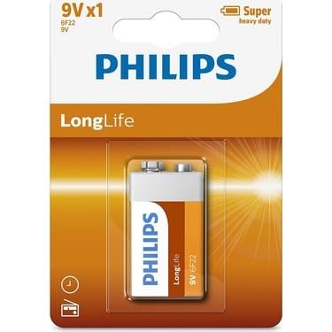 Philips 6F22L1B/05 Longlife Çinko X1 9V Pil (Kartela)Philips 6F22L1B/05 Longlife Çinko X1 9V Pil (Kartela) - Kirtasiyem.netPil