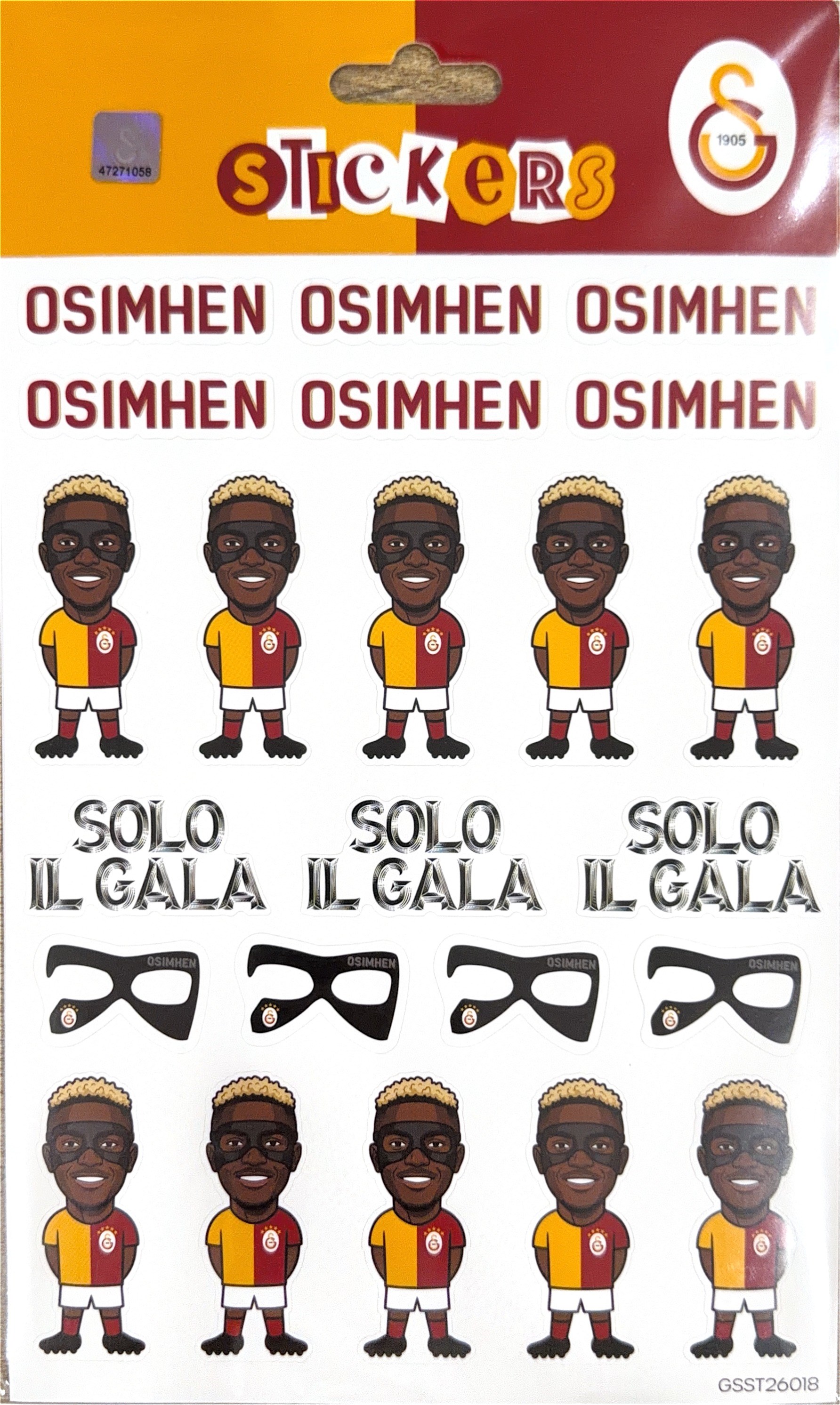 Piolent GSST26018 Victor Osimhen Solo Il Gala Sticker SheetStickerlar