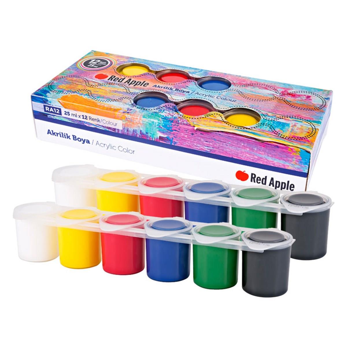 Red Apple Akrilik Boya 25 Ml Sıralı Set 12 Renk  R12Red Apple Akrilik Boya 25 Ml Sıralı Set 12 Renk 18*36 R12 - Kırtasiyem.netAkrilik Boyalar	