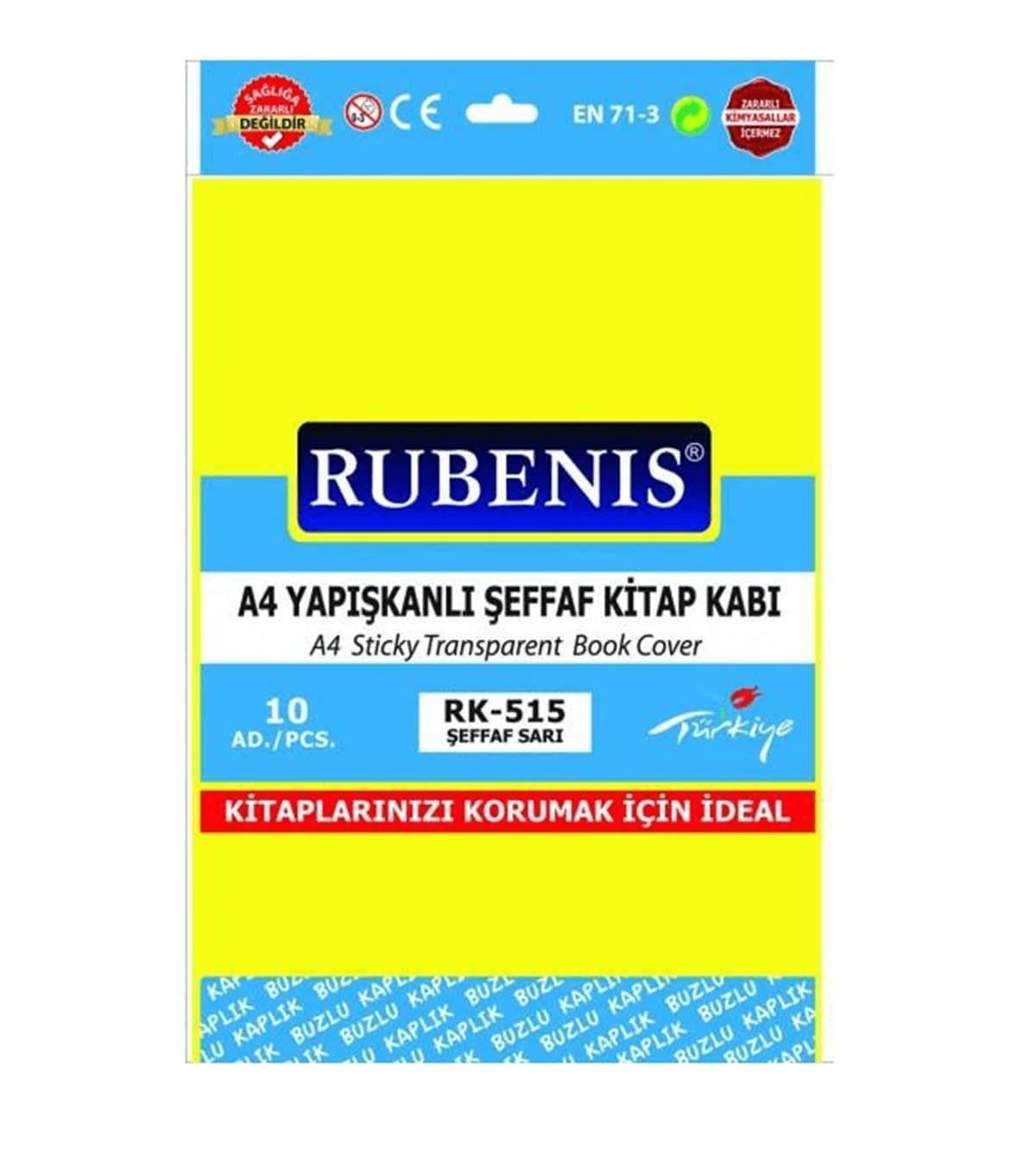 Rubenis Kitap Kabı A4 Yapışkanlı Buzlu Şeffaf Sarı 10'luRubenis Kitap Kabı A4 Yapışkanlı Buzlu Şeffaf Sarı 10'lu - Kirtasiyem.netKitap Kapları