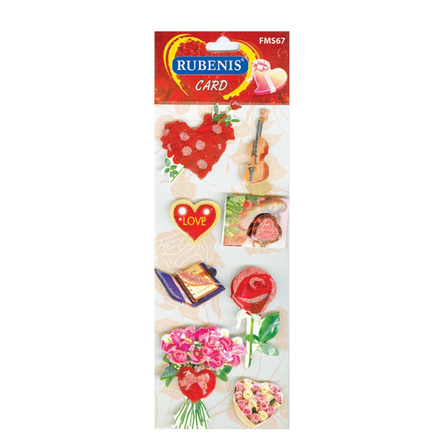 Rubenis Sticker 3 Boyutlu Kalp-Gül-Keman-Kitap Figürülü Fms-67Rubenis Sticker 3 Boyutlu Kalp-Gül-Keman-Kitap Figürülü Fms-67 - Kirtasiyem NetStickerlar
