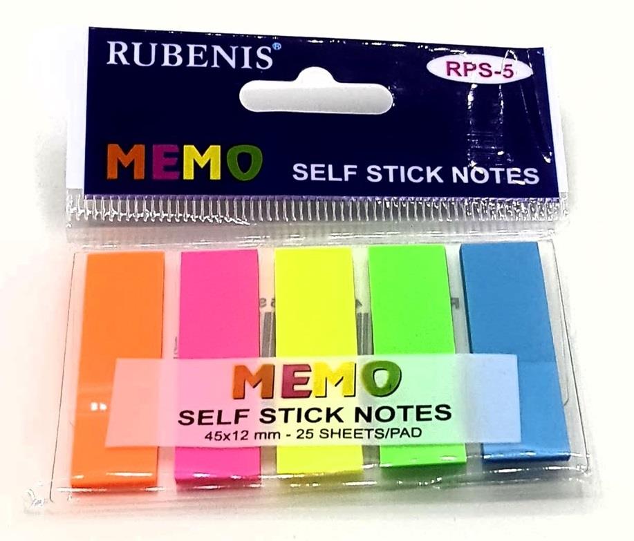 Rubenis Yapışkanlı Not Kağıdı Ayracı 45X12Mm 5.Li Rps-5Rubenis Yapışkanlı Not Kağıdı Ayracı 45X12Mm 5.Li Rps-5 - Kirtasiyem.netYapışkanlı Not Kağıtları