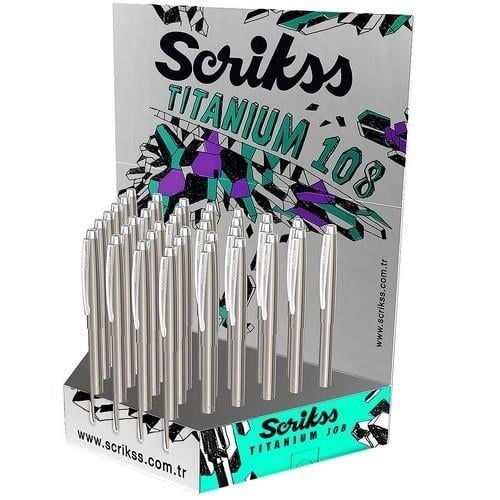Scrikss 108 Titanium Tükenmez Kalem 36 Lı StandScrikss 108 Titanium Tükenmez Kalem 36 Lı Stand - Kirtasiyem.netTükenmez Kalemler