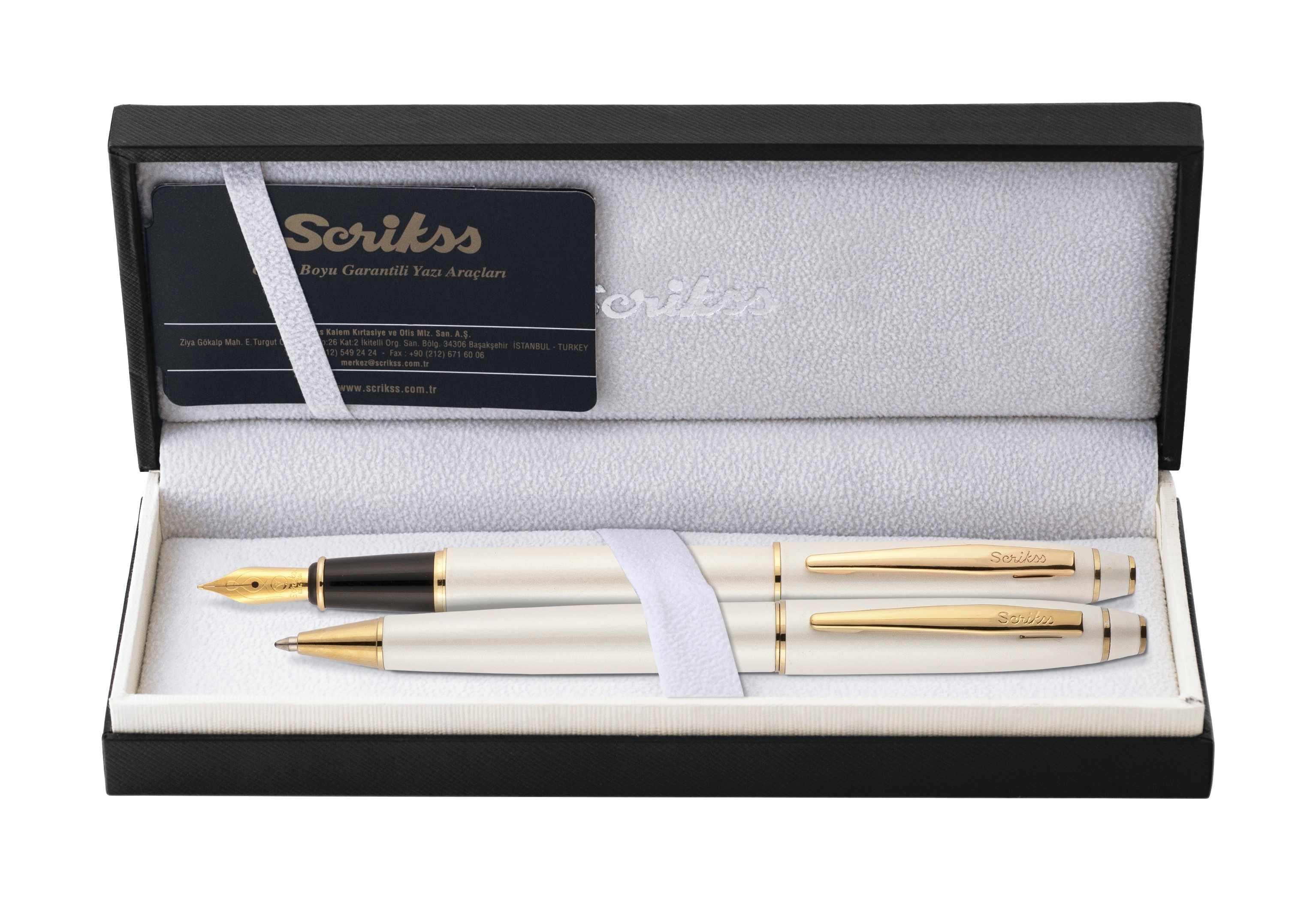 Scrikss 35 Tükenmez Kalem&Dolma Kalem İkili Set Beyaz AltınScrikss 35 Tükenmez Kalem&Dolma Kalem İkili Set Beyaz Altın - Kirtasiyem.netKalem Setleri