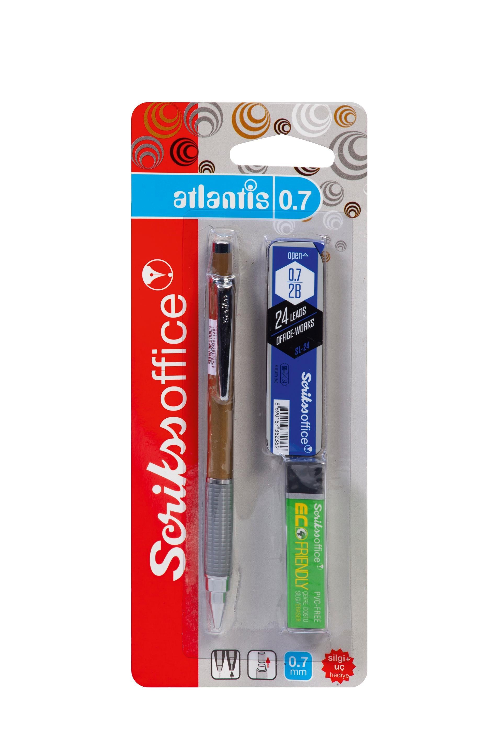 Scrikss Atlantis Versatil Kalem Kalem Altın Renk 0.7 Mm + Min 0.7 Mm Tekli BlisterScrikss Atlantis Versatil Kalem Kalem Altın Renk 0.7 Mm + Min 0.7 Mm Tekli Blister - Kirtasiyem.netVersatil ( Uçlu ) Kalemler