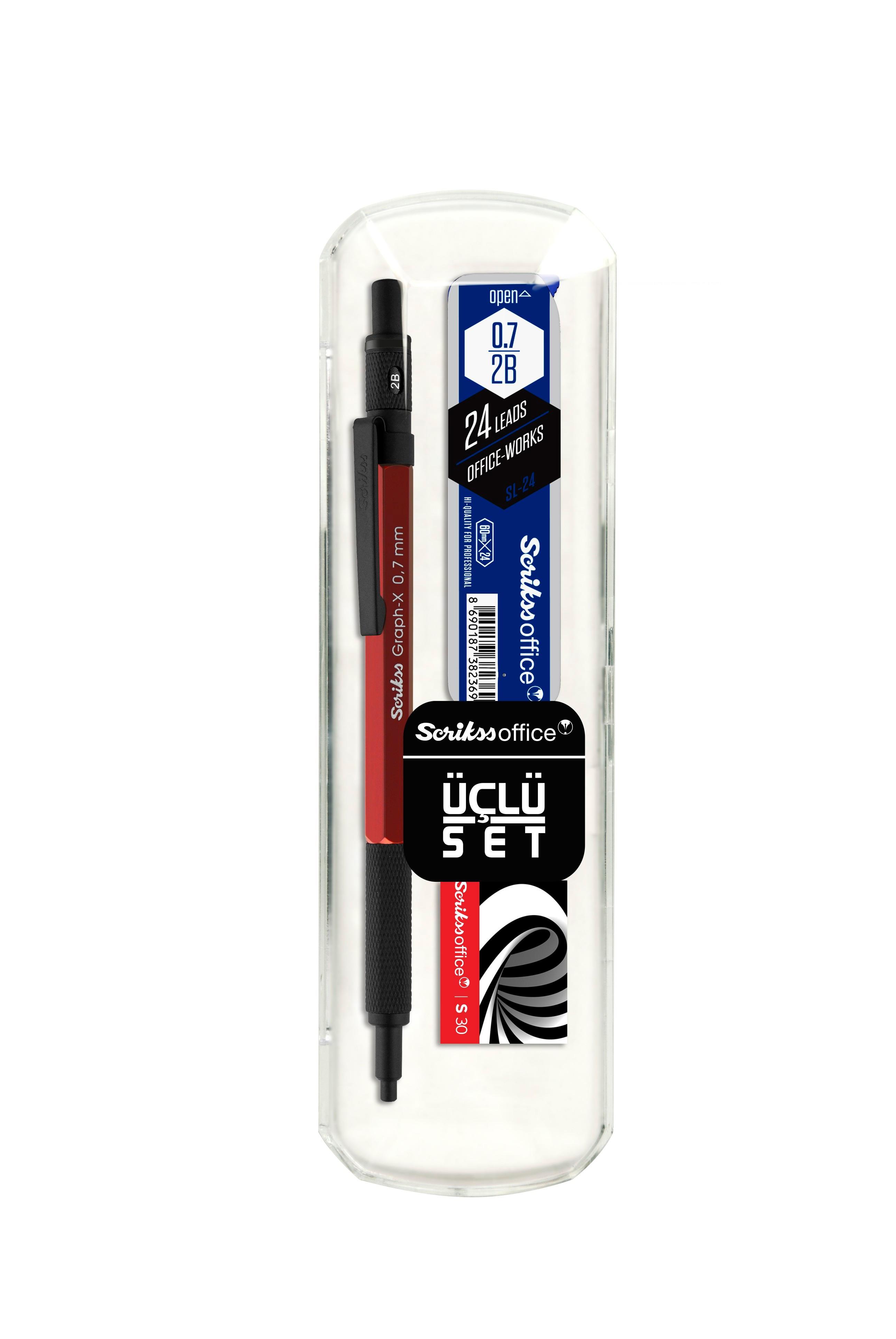 Scrikss Graph-X 3 Lü Set Versatil Kalem 0,7 Mm + Silgi + Min KırmızıScrikss Graph-X 3 Lü Set Versatil Kalem 0,7 Mm + Silgi + Min Kırmızı - Kirtasiyem.netVersatil ( Uçlu ) Kalem Setleri