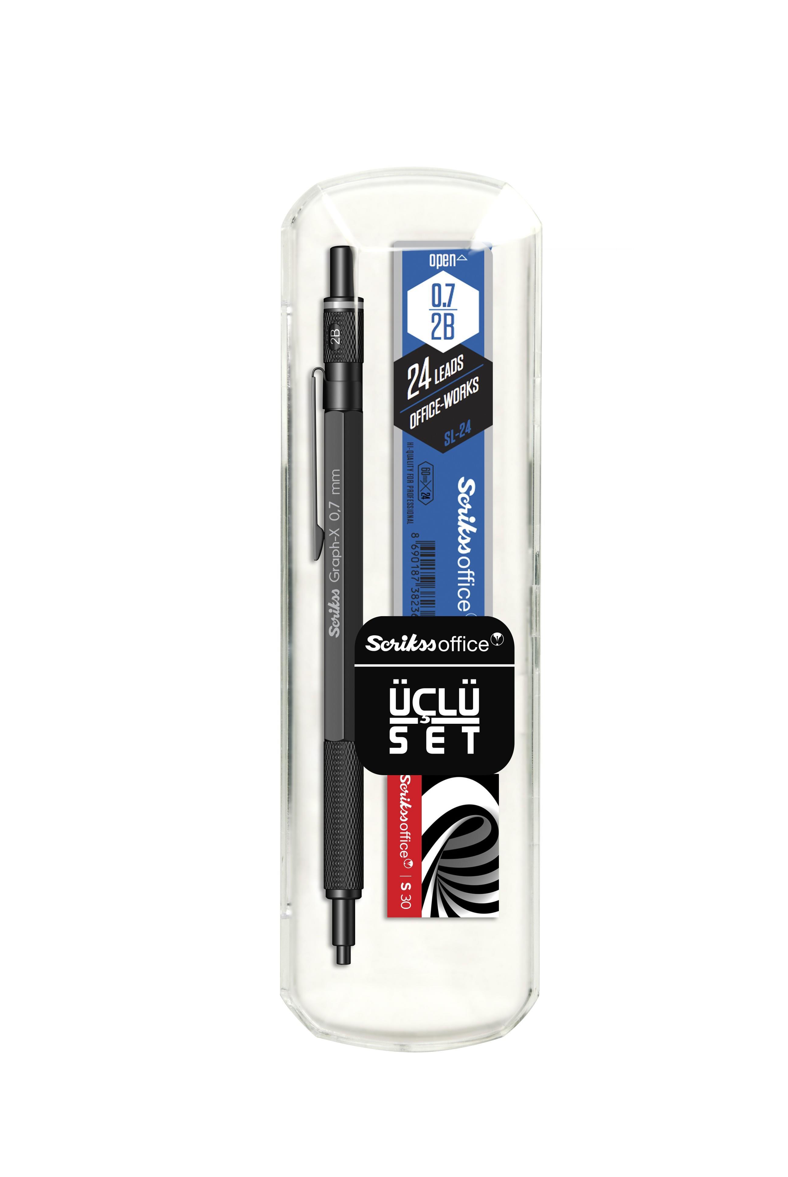 Scrikss Graph-X 3 Versatil Kalem 0,7 Mm + Silgi + Min Mat Siyah Lü Set Scrikss Graph-X 3 Versatil Kalem 0,7 Mm + Silgi + Min Mat Siyah Lü Set  - Kirtasiyem.netVersatil ( Uçlu ) Kalem Setleri