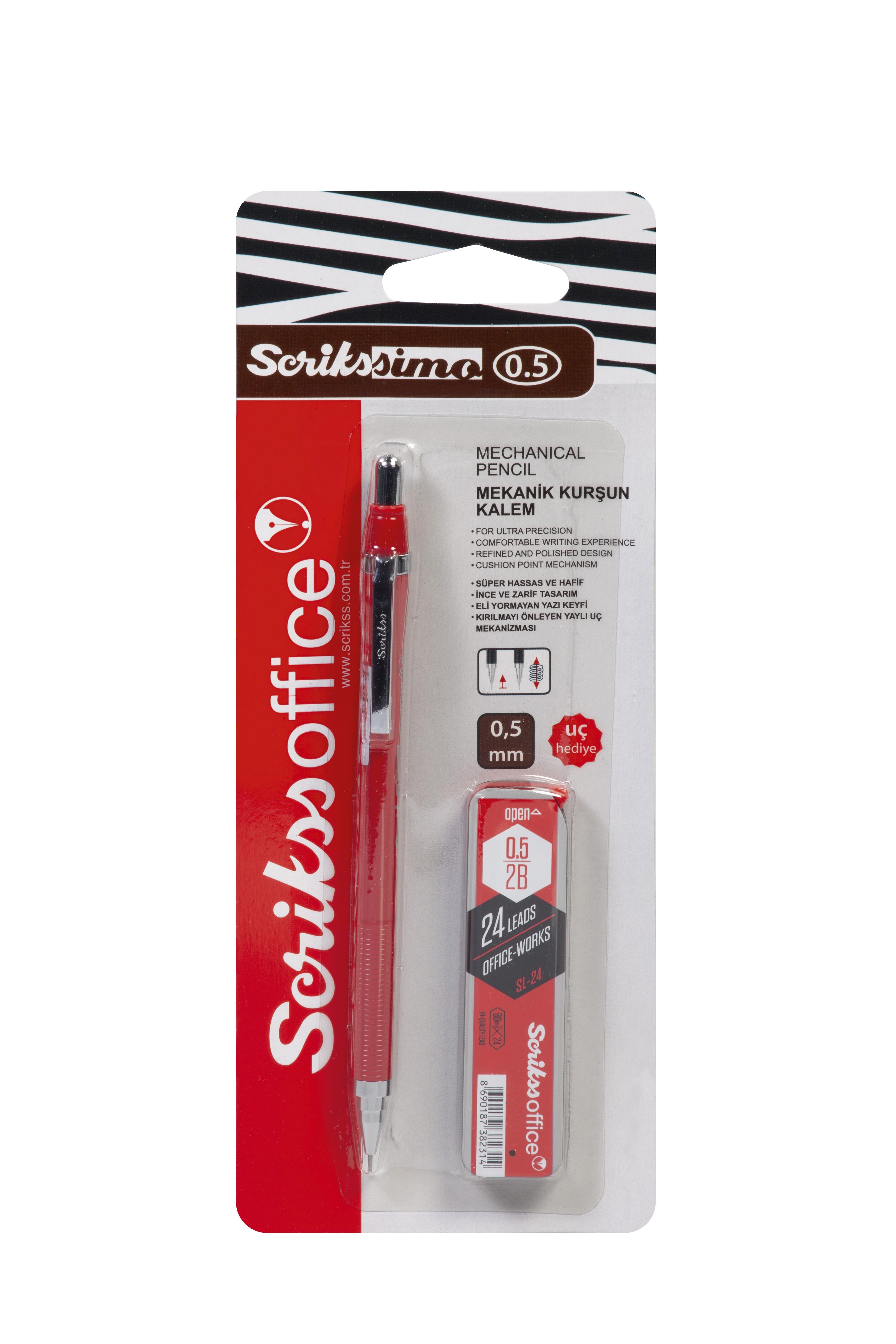 Scrikss Simo Color Versatil Kalem Kırmızı 0,5 Mm + Min 0,5 Mm Tekli BlisterScrikss Simo Color Versatil Kalem Kırmızı 0,5 Mm + Min 0,5 Mm Tekli Blister - Kirtasiyem.netVersatil ( Uçlu ) Kalemler