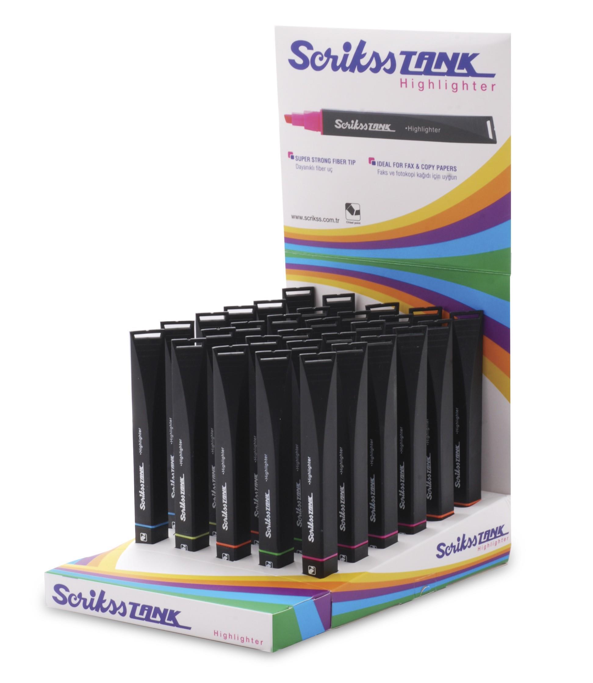 Scrikss Tank Fosforlu Kalem Siyah Gövde 30 Lu StandScrikss Tank Fosforlu Kalem Siyah Gövde 30 Lu Stand - Kirtasiyem.netFosforlu Kalemler