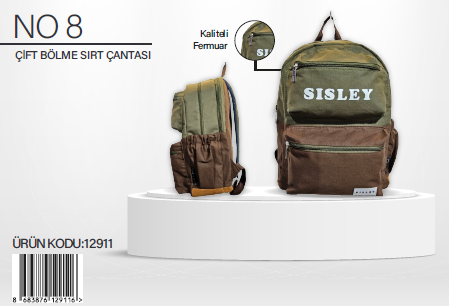 Sisley Çift Bölme Sırt Çantası 12911Sisley Çift Bölme Sırt Çantası 12911 - Kirtasiyem.netOkul Çantaları