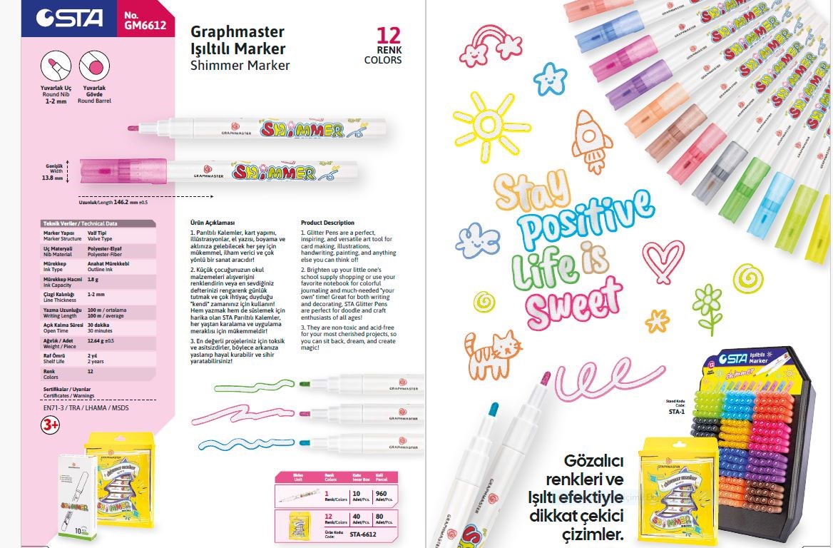 Sta Işıltılı Marker Stand *288 STA-2Markörler