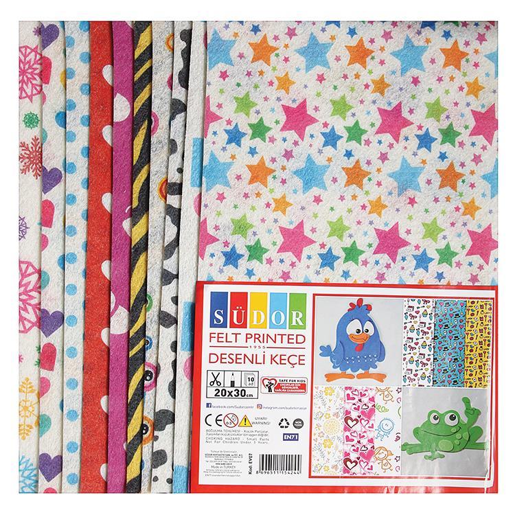 Südor Keçe Desenli 20X30 Cm 10 Lu        --EV07Südor Keçe Desenli 20x30 cm 10 Lu EV07 - Kirtasiyem.netKeçeler