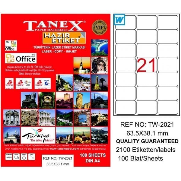 Tanex Bilgisayar Etiketi 63,5X38,1 Mm Tw-2021Tanex Bilgisayar Etiketi 63,5X38,1 Mm Tw-2021 - Kirtasiyem.netBilgisayar Etiketleri