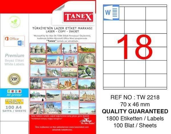 Tanex Bilgisayar Etiketi 70X46 Tw-2218Tanex Bilgisayar Etiketi 70X46 Tw-2218 - Kirtasiyem.netBilgisayar Etiketleri