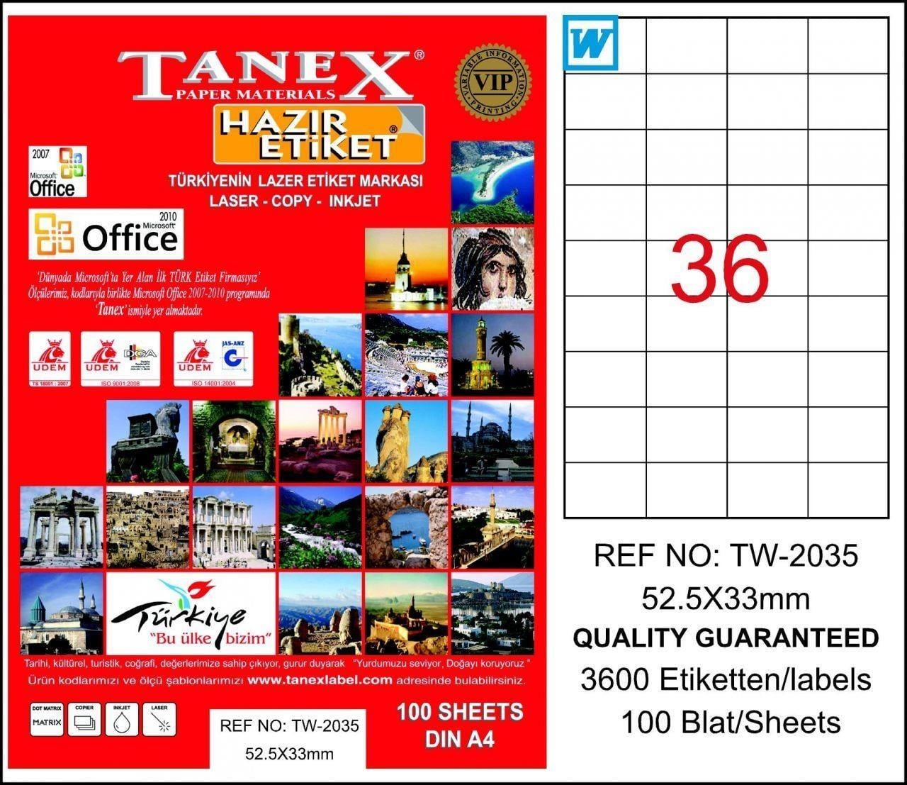 Tanex Bilgisayar Etiketi Tw-2035 52,5X33Tanex Bilgisayar Etiketi Tw-2035 52,5X33 - Kirtasiyem.netBilgisayar Etiketleri