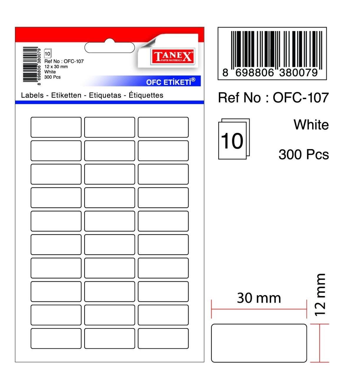Tanex Ofis Etiketi Beyaz Ofc-107Tanex Ofis Etiketi Beyaz Ofc-107 - Kirtasiyem.netEtiketler