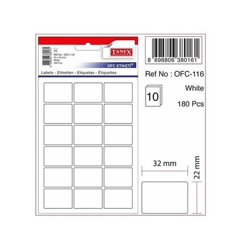 Tanex Ofis Etiketi Beyaz Ofc-116Tanex Ofis Etiketi Beyaz Ofc-116 - Kirtasiyem.netEtiketler