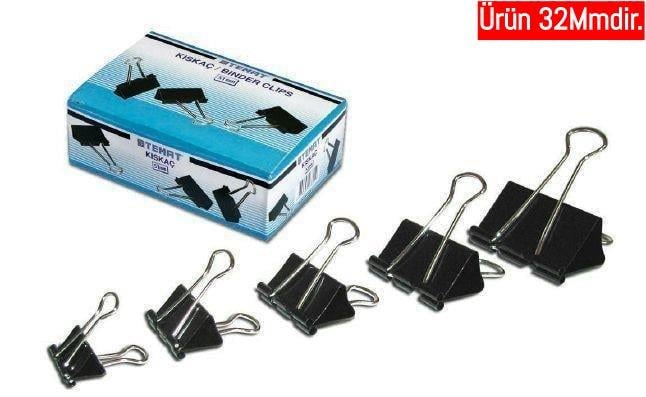 Temat Clips No:32 Mm Dz.*12.Temat Clips No:32 Mm Dz.*12. - Kirtasiyem.netAtaşlar Ve Kıskaçlar