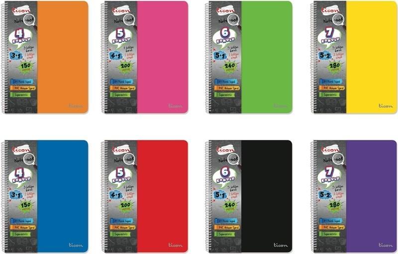 Ticon A4 6+3 Ayraçlı Defter 8 Renk 270 YaprakTicon A4 6+3 Ayraçlı Defter 8 Renk 270 Yaprak - Kirtasiyem.netSeperatörlü ( Ayraçlı ) Defterler