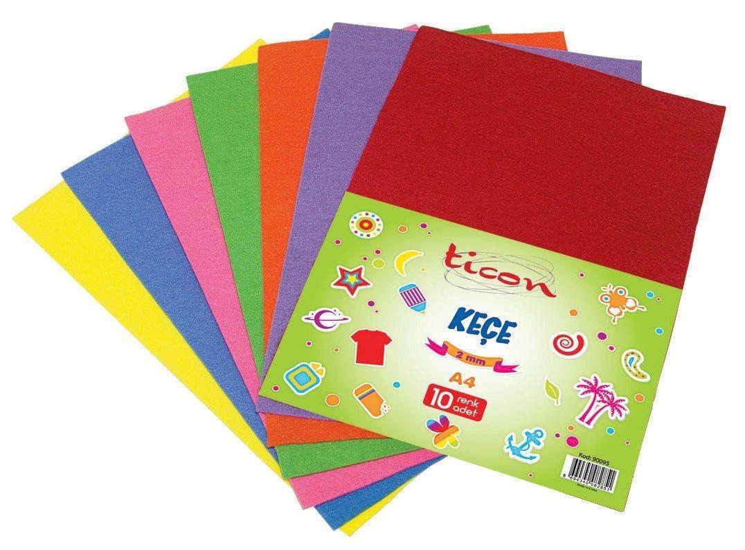 Ticon Keçe Yapışkanlı 20X30 Cm 180 Gr 10 Lu Karışık PaketTicon Keçe Yapışkanlı 20X30 Cm 180 Gr 10 Lu Karışık Paket - Kirtasiyem.netKeçeler