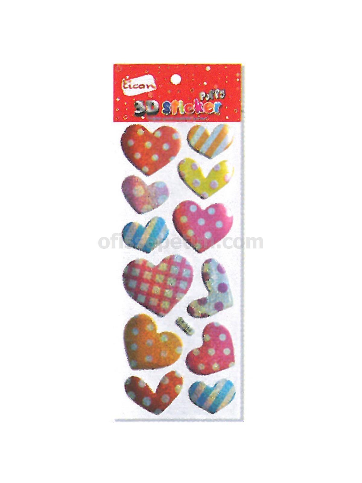 Ticon Sticker Puffy 3 Boyutlu 3D-13 KalplerTicon Sticker Puffy 3 Boyutlu 3D-13 Kalpler - Kirtasiyem NetStickerlar