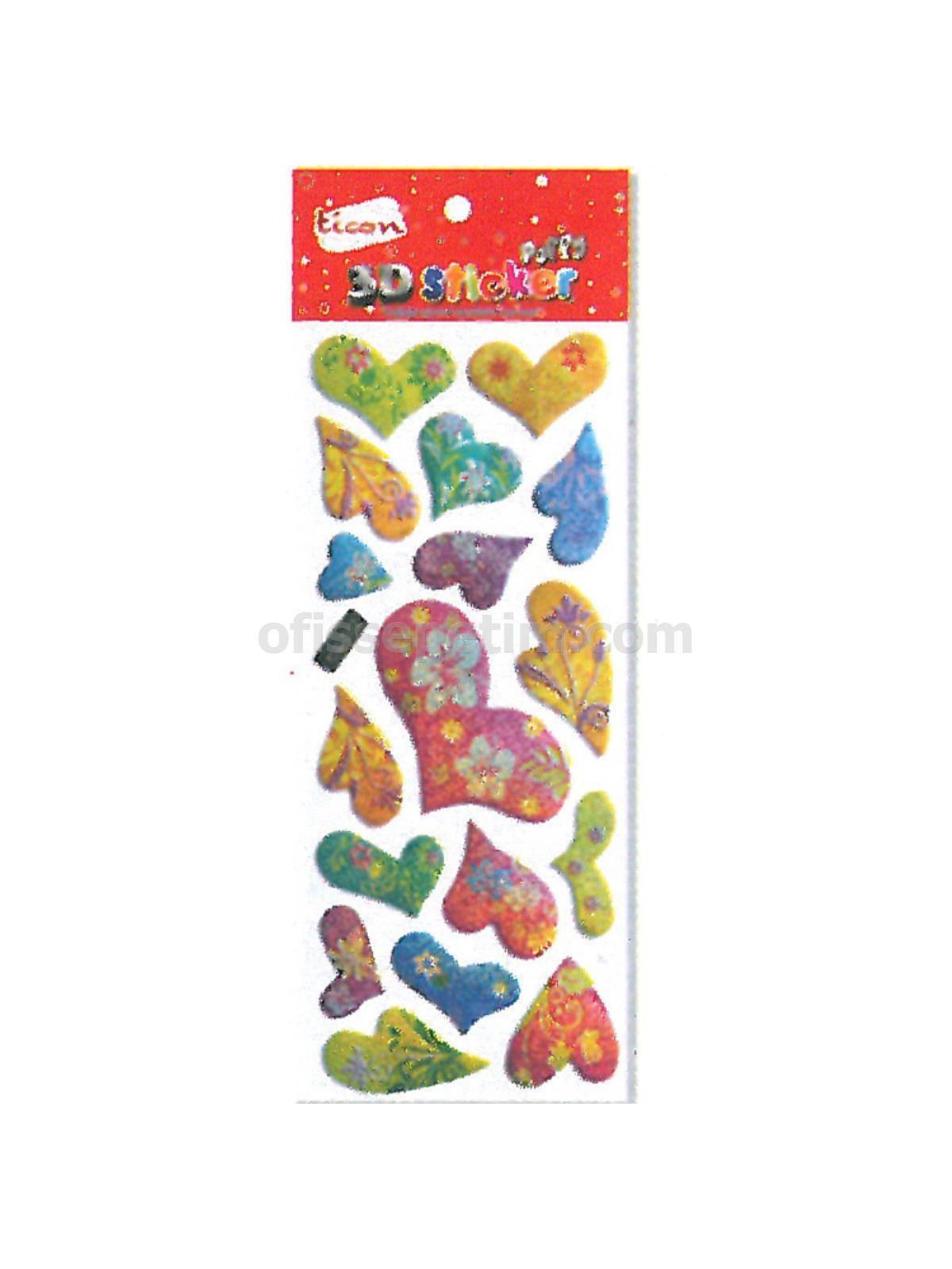 Ticon Sticker Puffy 3 Boyutlu 3D-14 KalplerTicon Sticker Puffy 3 Boyutlu 3D-14 Kalpler - Kirtasiyem NetStickerlar