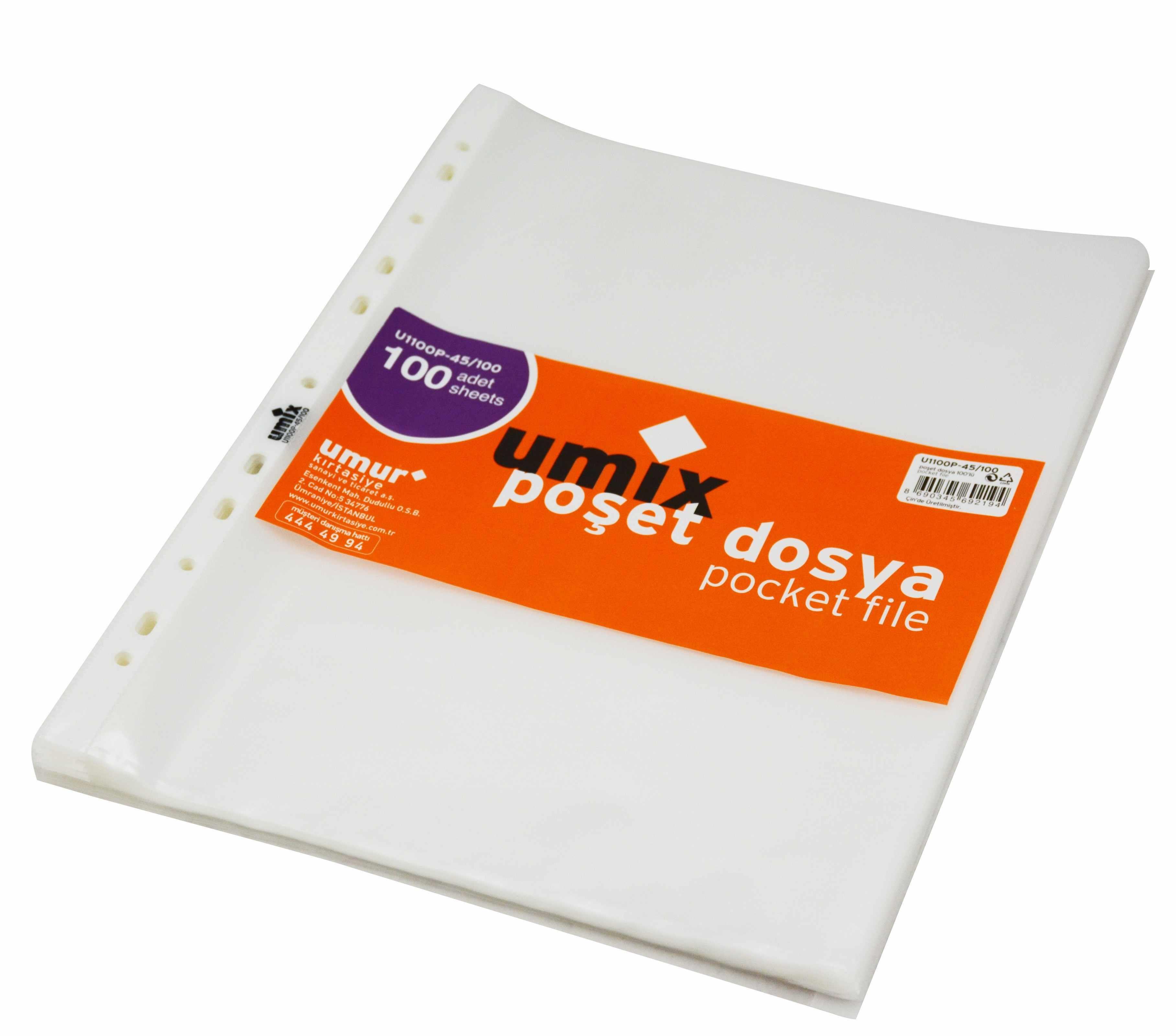 Umix Poşet Dosya A4 Delikli 45 Mikron 100 lüUmix Poşet Dosya A4 Delikli 45 Mikron *100 - Kirtasiyem.netPoşet Dosyalar