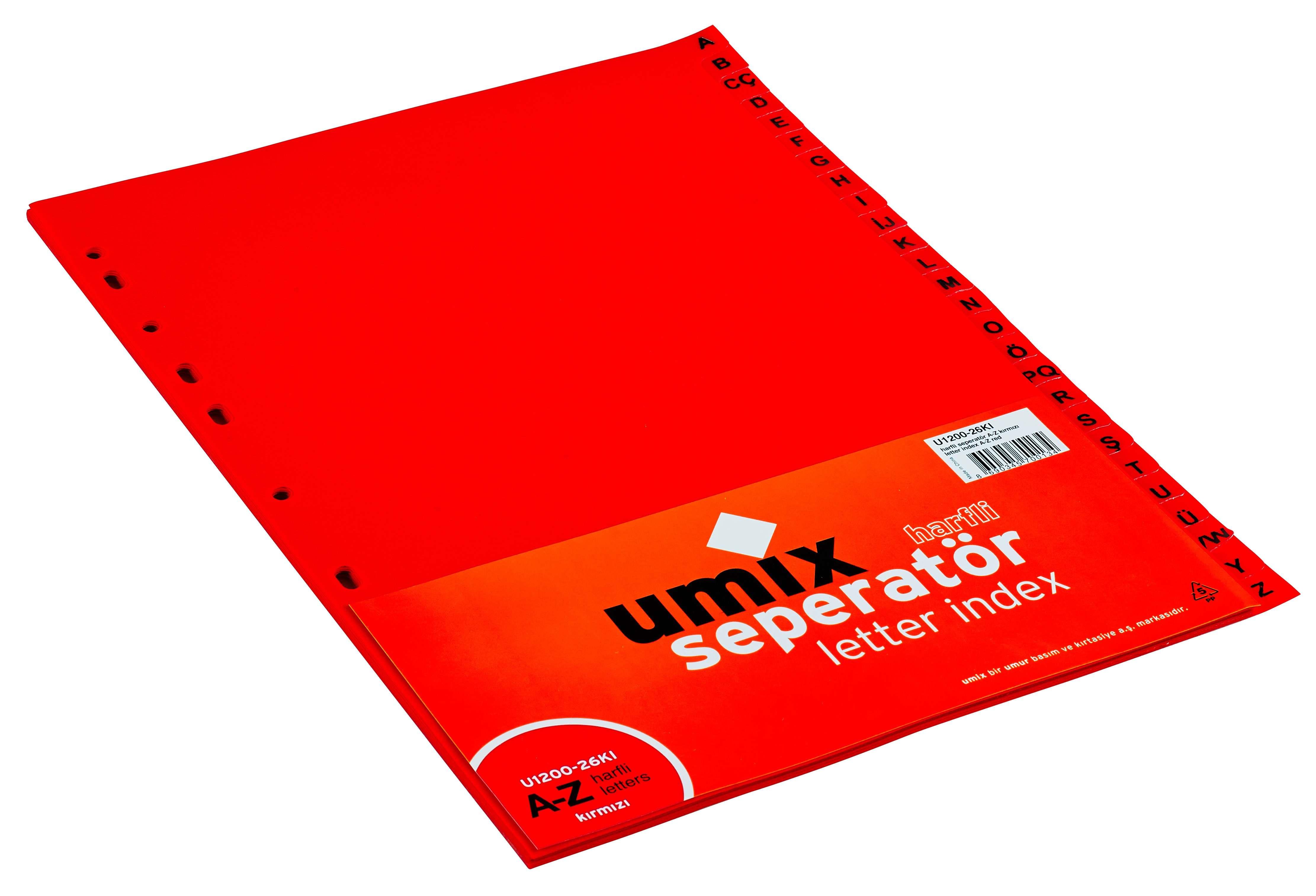 Umix Seperatör A-Z Kırmızı U1200-26KıUmix Seperatör A-Z Kırmızı U1200-26Kı - Kirtasiyem.netSeperatörler ( Ayraçlar )