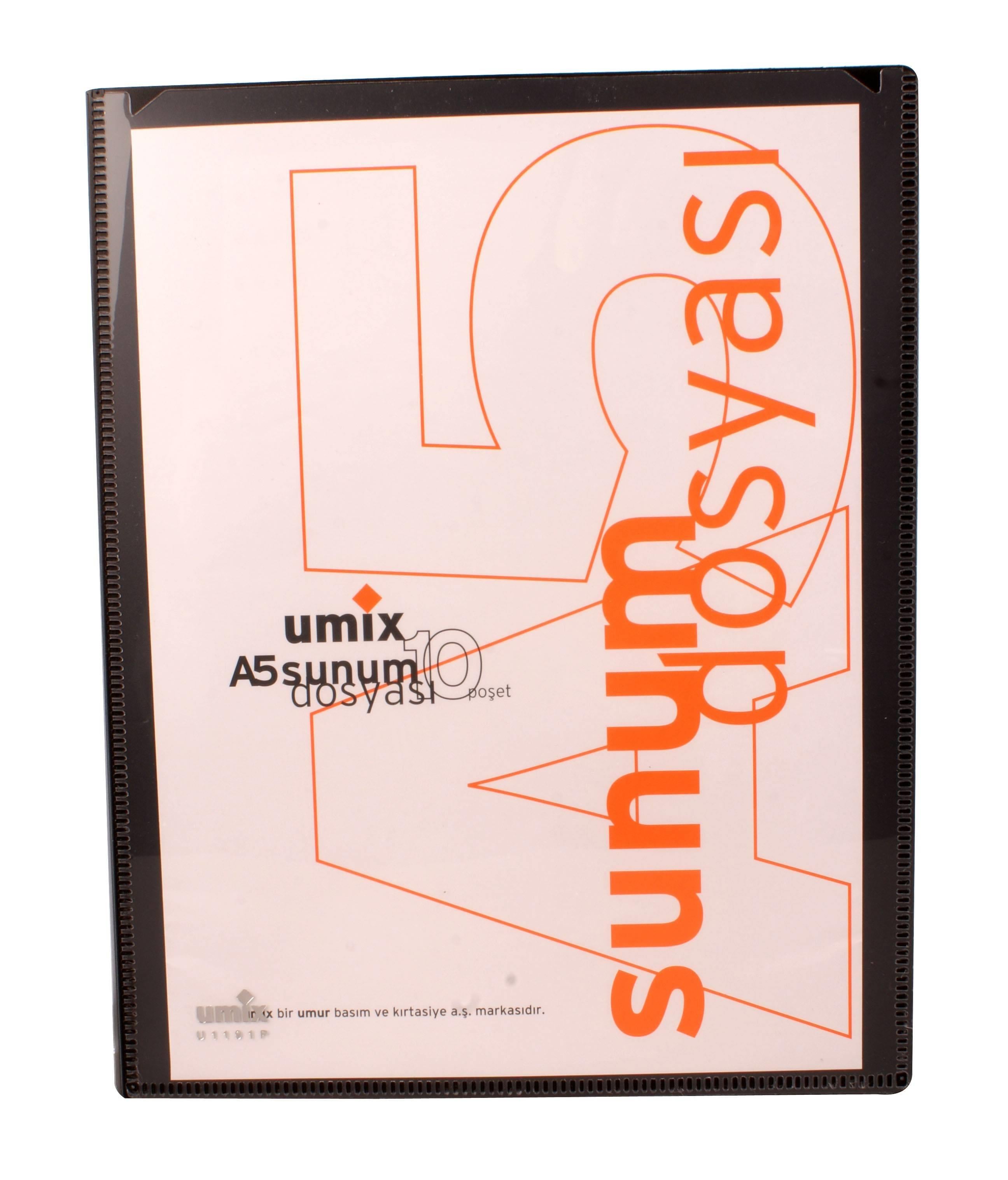 Umix Sunum Dosyası A5 Standart Siyah Önden Cepli 20 Li U1192Umix Sunum Dosyası A5 Standart Siyah Önden Cepli 20 Li U1192 - Kirtasiyem.netSunum Dosyaları