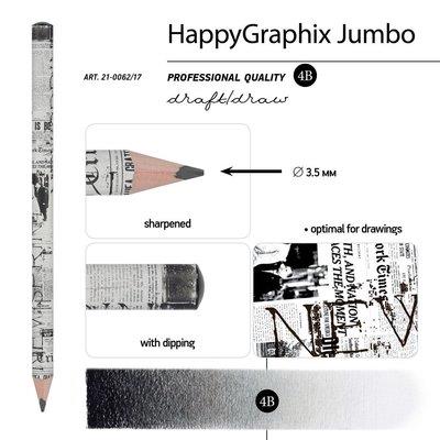 VJ 21-0062/17 Happy Graphix Jumbo Kurşun Kalem 4B ,3,5 Mm. GazeteTükenmez Kalemler