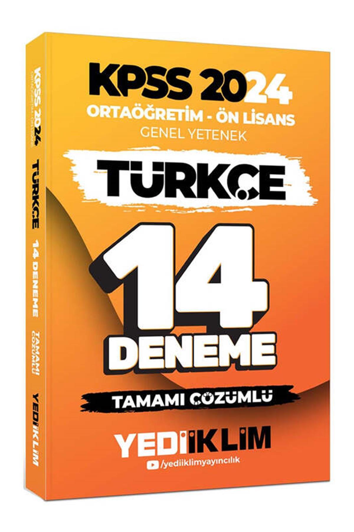 Yediiklim 2024 Kpss Önlisans Gy Türkçe 14 DenemeKPSS Hazırlık