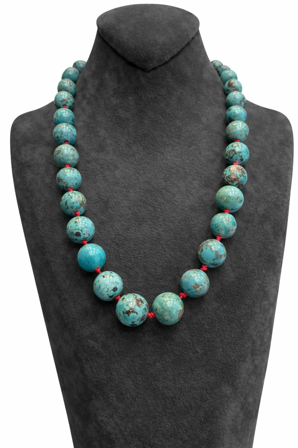 İRAN TURKUAZ TAŞLI SÜZME MODEL İRİ BOY DÜĞÜMLÜ KOLYE