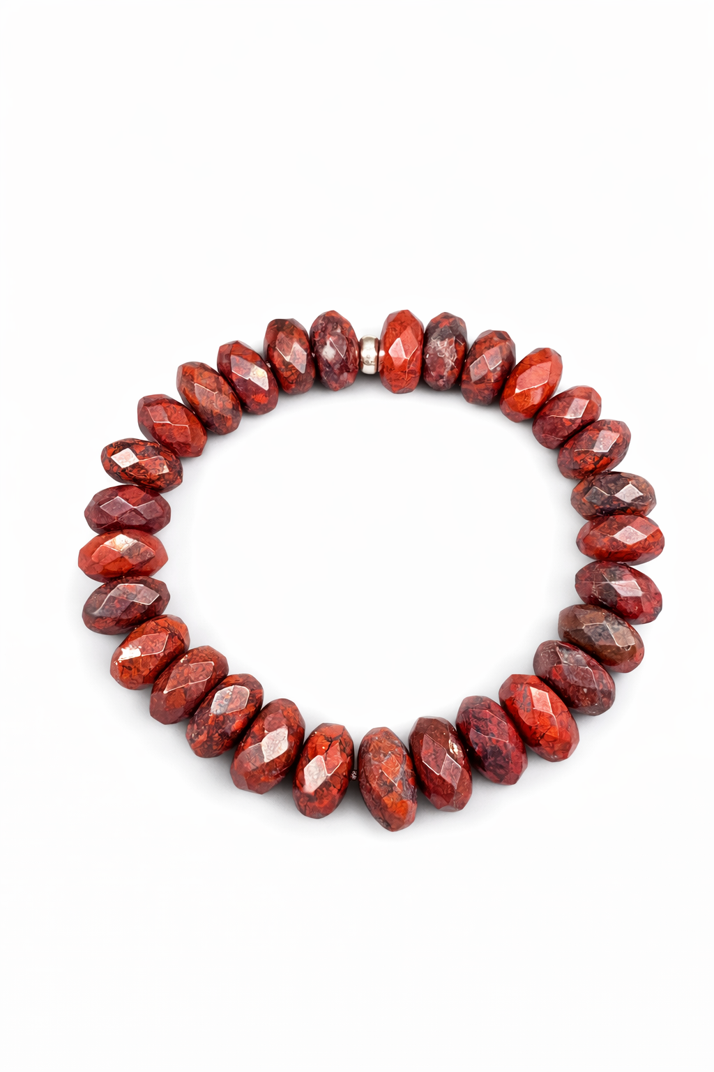 KIZIL JASPER TAŞI FASET KESİM RONDEL MODEL BAY BAYAN BİLEKLİK
