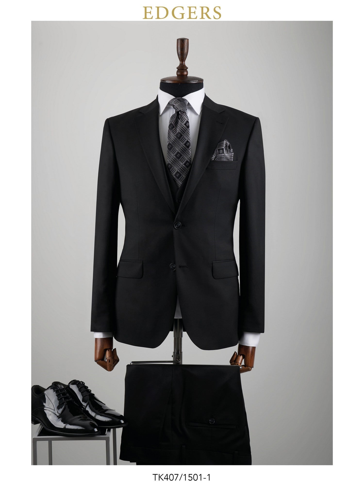 Edgers Çift Düğme Black Slim Fit Takım Elbise TK 407-1501