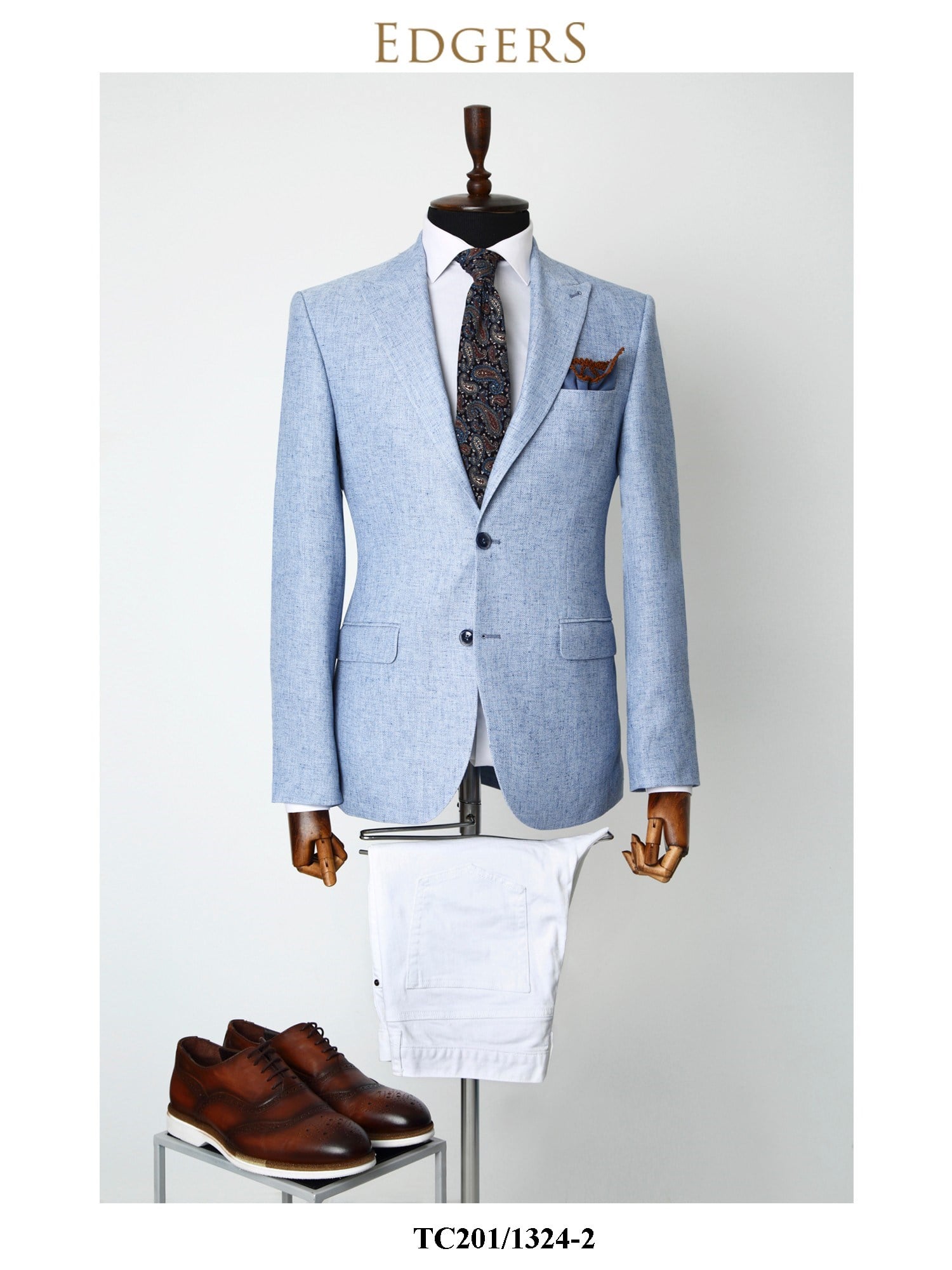 Edgers Çift Düğme Blue Slim Fit Ceket TC 407-1324
