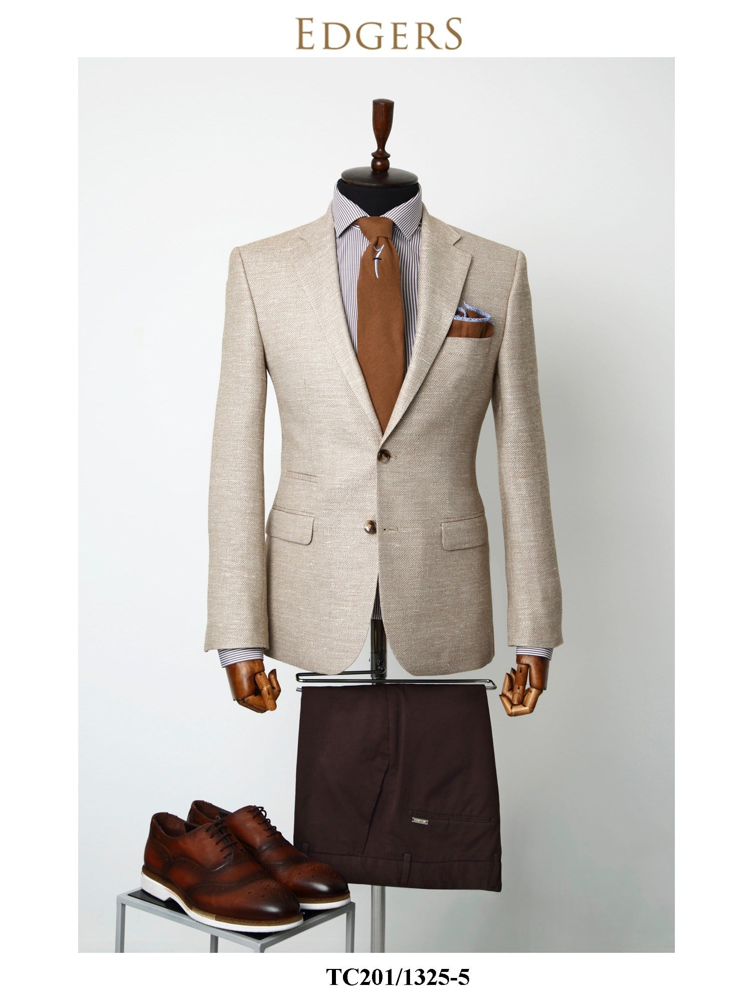 Edgers Çift Düğme Brown Slim Fit Ceket TC 407-1325