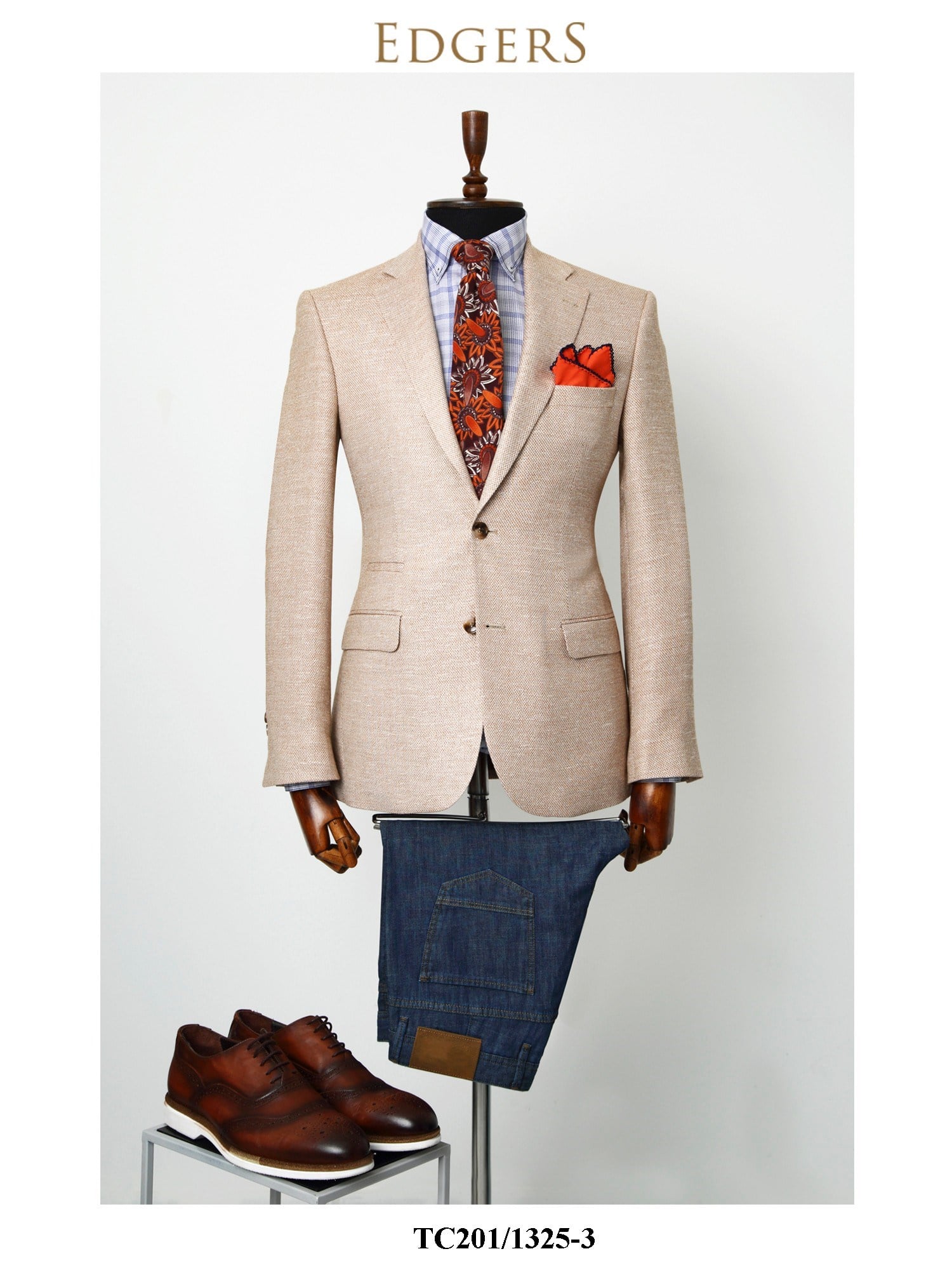 Edgers Çift Düğme Brown Slim Fit Ceket TC 407-1325