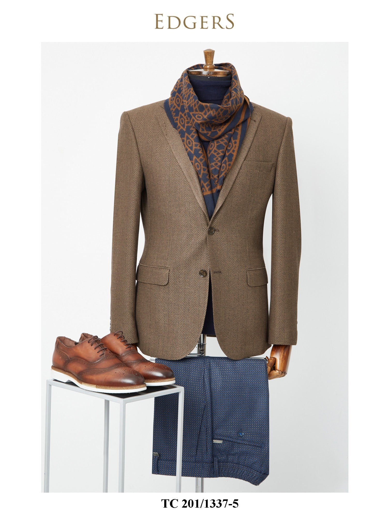 Edgers Çift Düğme Brown Slim Fit Ceket TC 201-1337