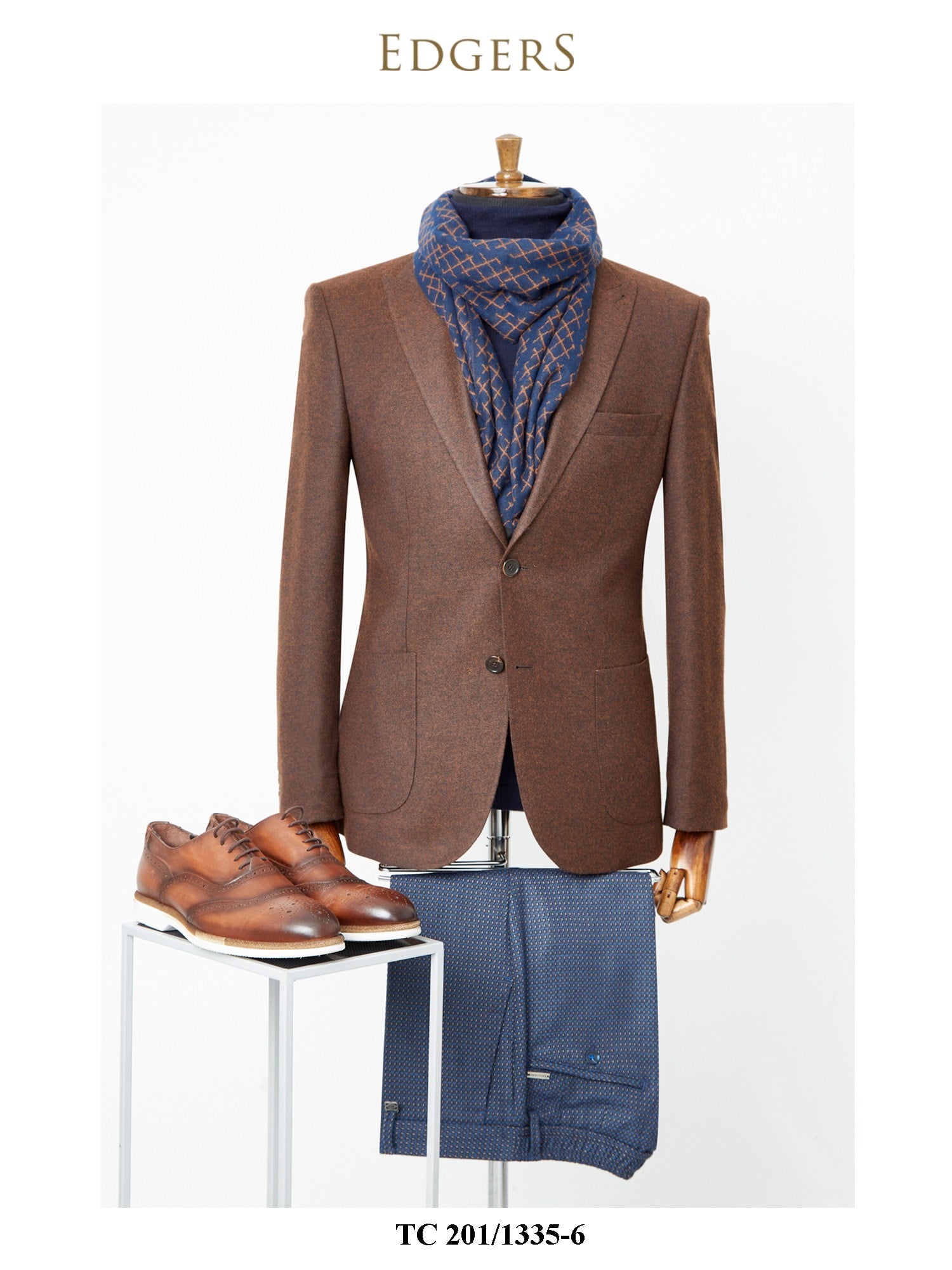 Edgers Çift Düğme Dark Brown Slim Fit Ceket TC 201-1335