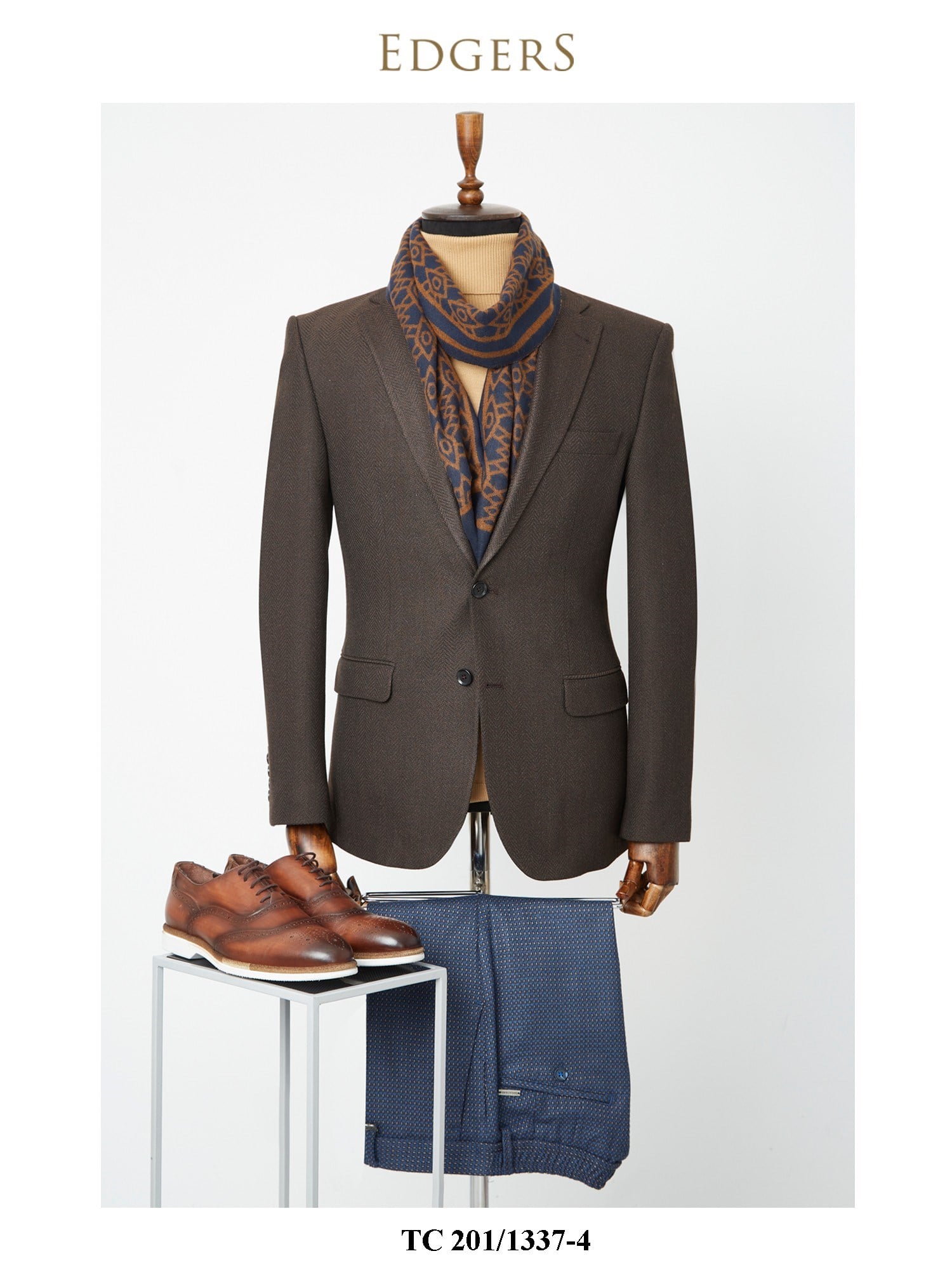 Edgers Çift Düğme Dark Brown Slim Fit Ceket TC 201-1337