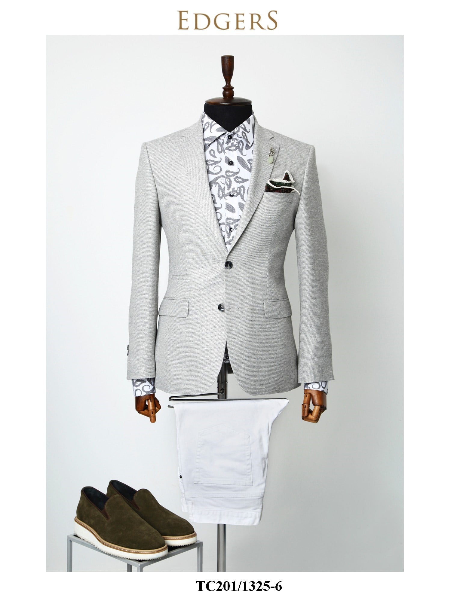 Edgers Çift Düğme Grey Slim Fit Ceket TC 407-1325