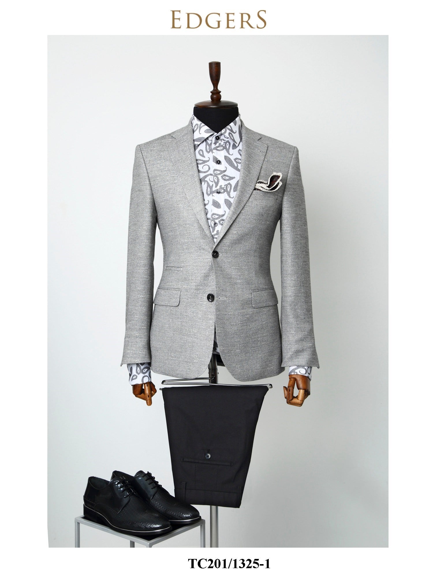 Edgers Çift Düğme Grey Slim Fit Ceket TC 407-1325