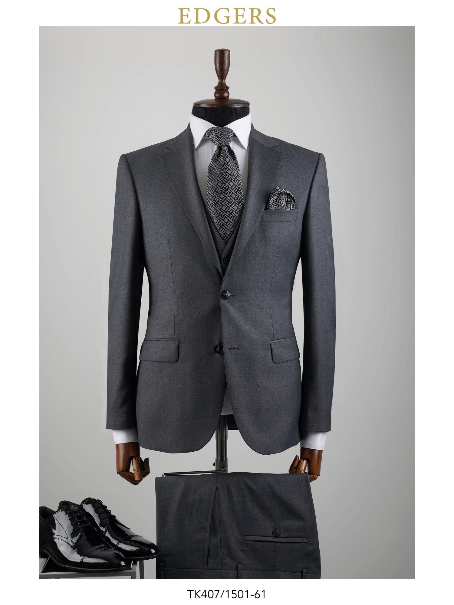 Edgers Çift Düğme Grey Slim Fit Takım Elbise TK 407-1501
