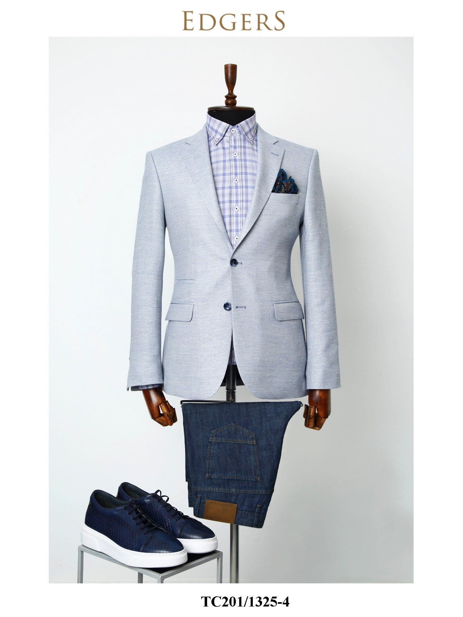 Edgers Çift Düğme Light Blue Slim Fit Ceket TC 407-1325