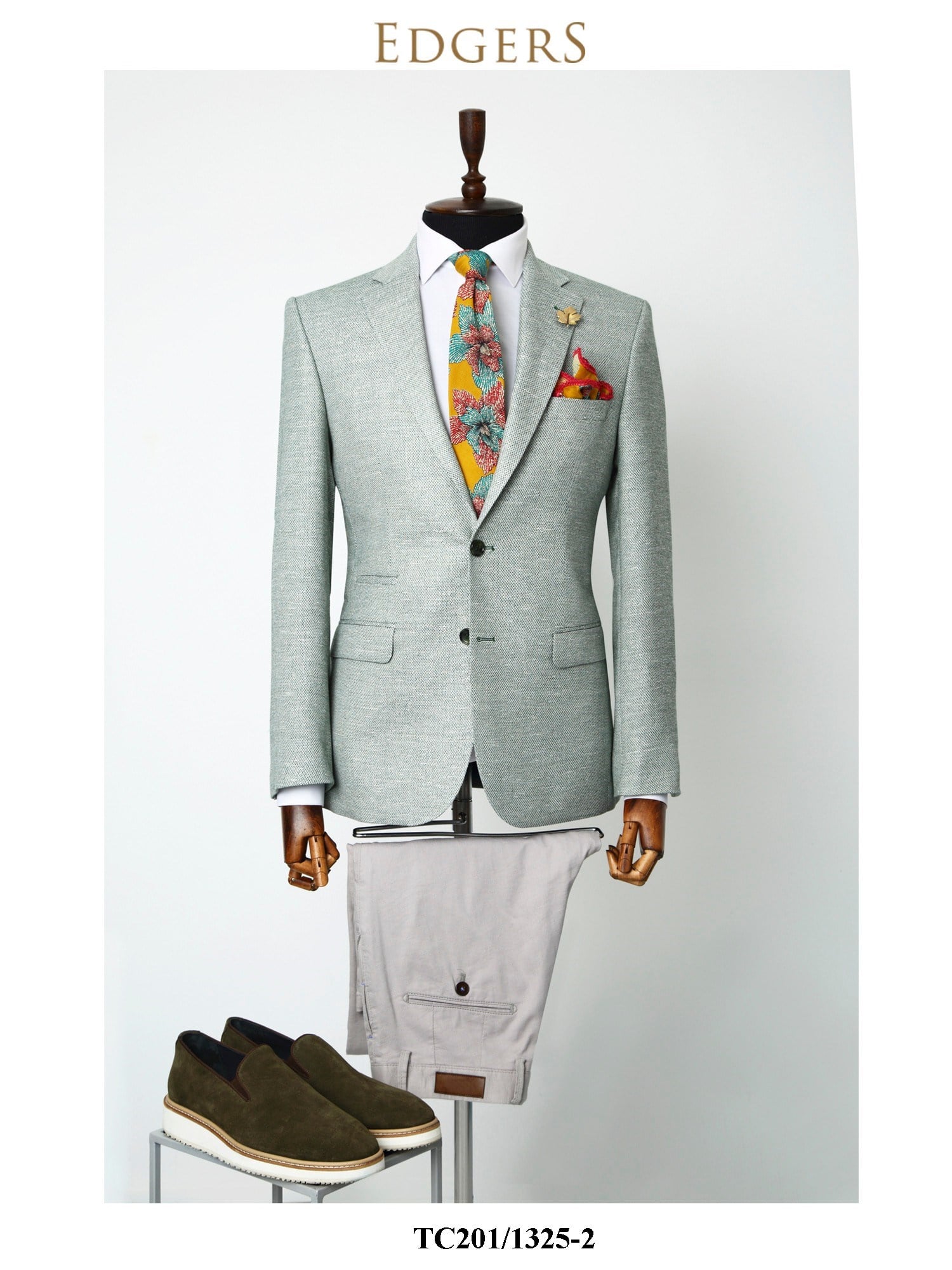 Edgers Çift Düğme Light Grey Slim Fit Ceket TC 407-1325