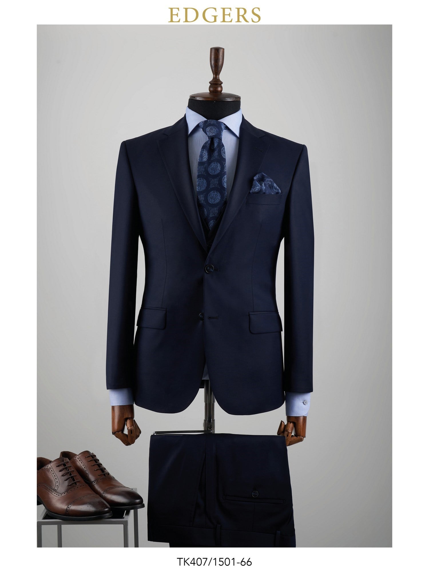Edgers Çift Düğme Navy Blue Slim Fit Takım Elbise TK 407-1501