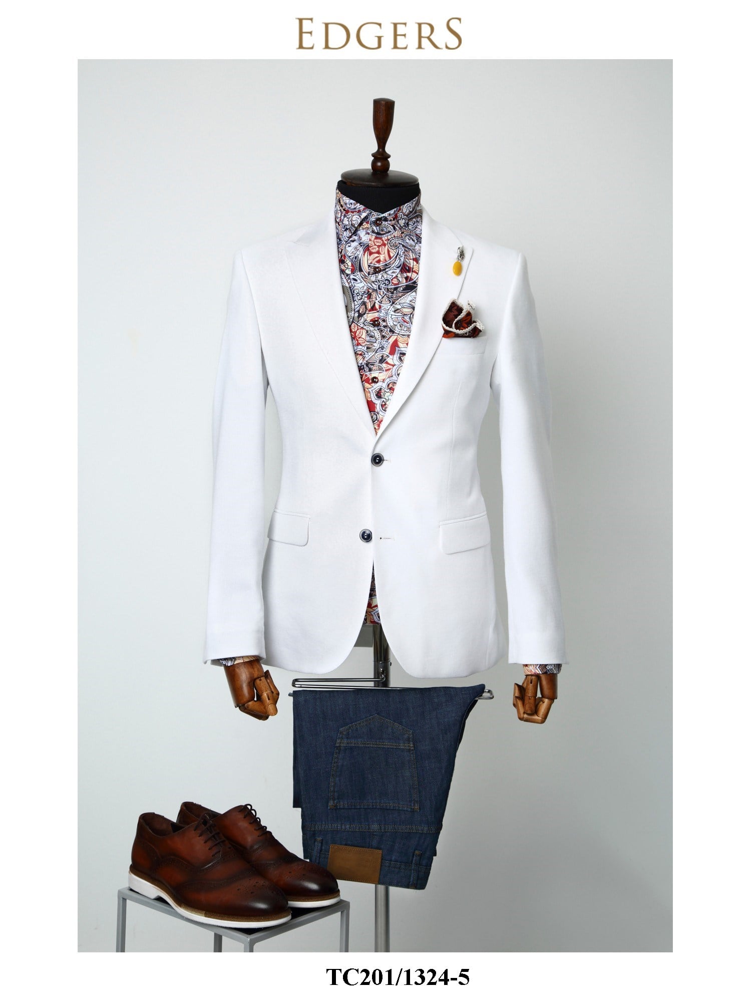 Edgers Çift Düğme White Slim Fit Ceket TC 407-1324