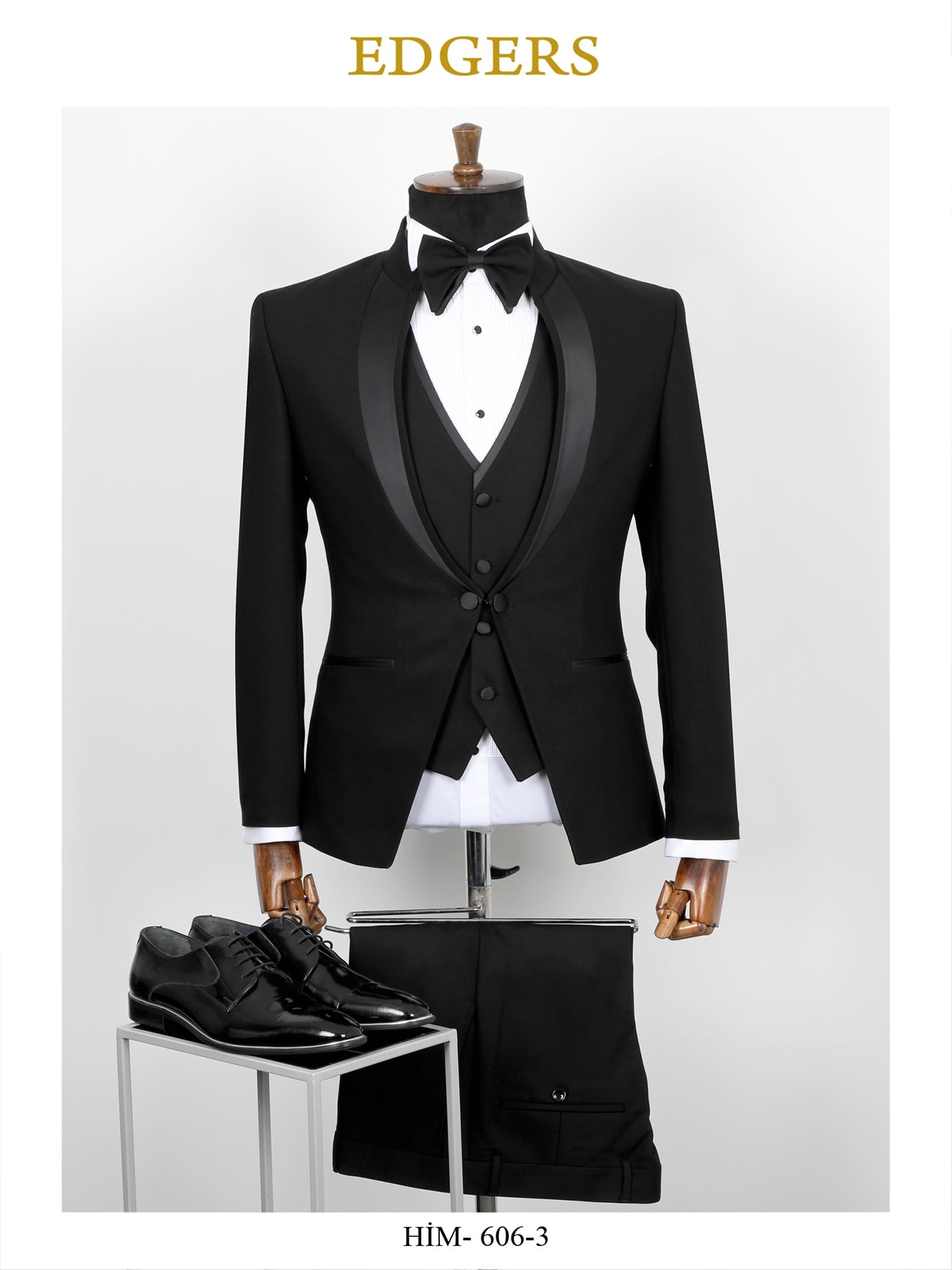 Edgers Dört Düğme Yelekli Grey Slim Fit Damatlık Takım HİM 606